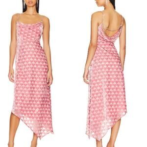 Majorelle Trixie Heart Asymmetric Midi Slip Dress Lilac Pink Women's Size Large